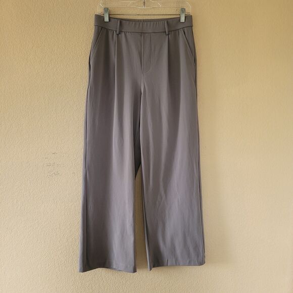 Halara Womens High Waisted Wide Leg Gray Pull On Pants Sz Medium Pleated Pockets - Picture 1 of 8